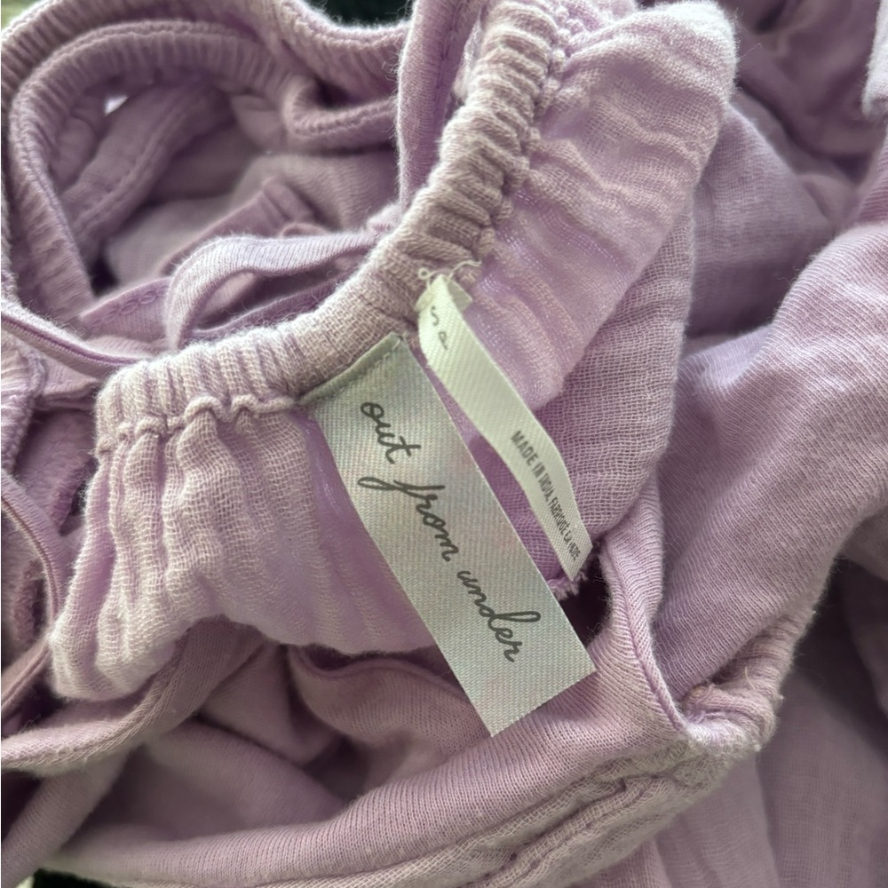 Out from Under Lavender Romper Jumpsuit w Oversized Bottoms and Cinching Ties UO - Picture 15 of 15